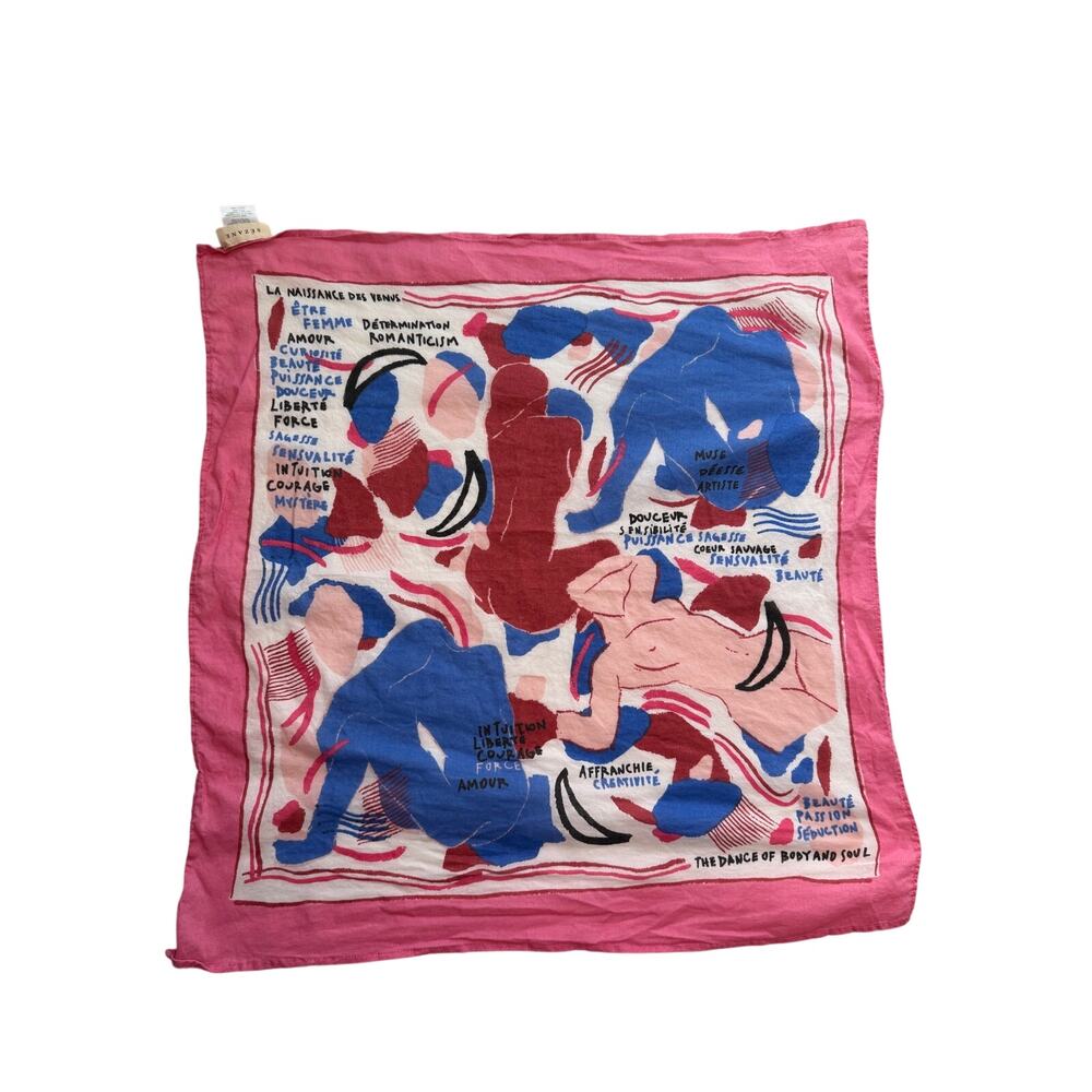 Sézane handkerchief the dance of body and soul multicolor 21”x21” Bandana Scarf